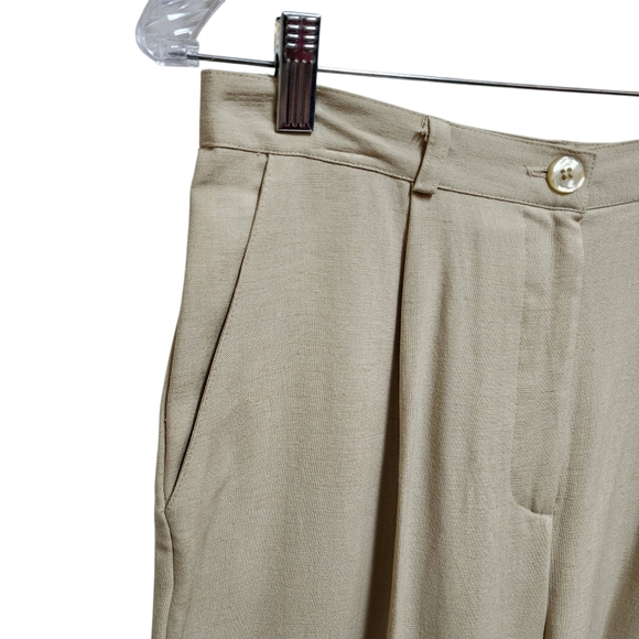 Norton McNaughton Pant Set Women Sz 10 Beige Linen Blend Short Slv Office Casual - Picture 13 of 16